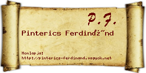 Pinterics Ferdinánd névjegykártya
